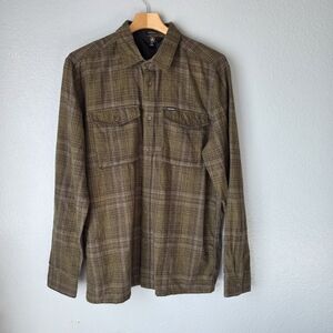 Volcom Men's Plaid Long Sleeve Flannel Shirt Olive Green L.